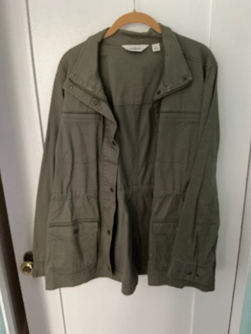 L.L. Bean Olive Utility Jacket 1X | Lightweight Safari Cargo Jacket